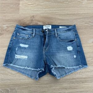 Frame Denim Women's Frayed Jean Shorts - Blue